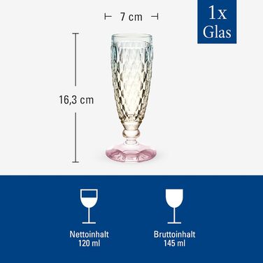 Бокал для шампанського Villeroy & Boch Boston Pearl, кольоровий, блискучий, для шампанського, просекко, сект, кришталеве скло