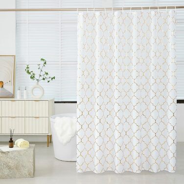 Штора для душу 180x200 см Phnom Penh Квіти, антигрибкова, водовідштовхувальна, поліестер, з кільцями (1 шт)