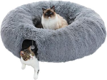 PAWZ Road Plush Cat Tunnel for Indoor Cats, Multifunctional Cat Toy Grey