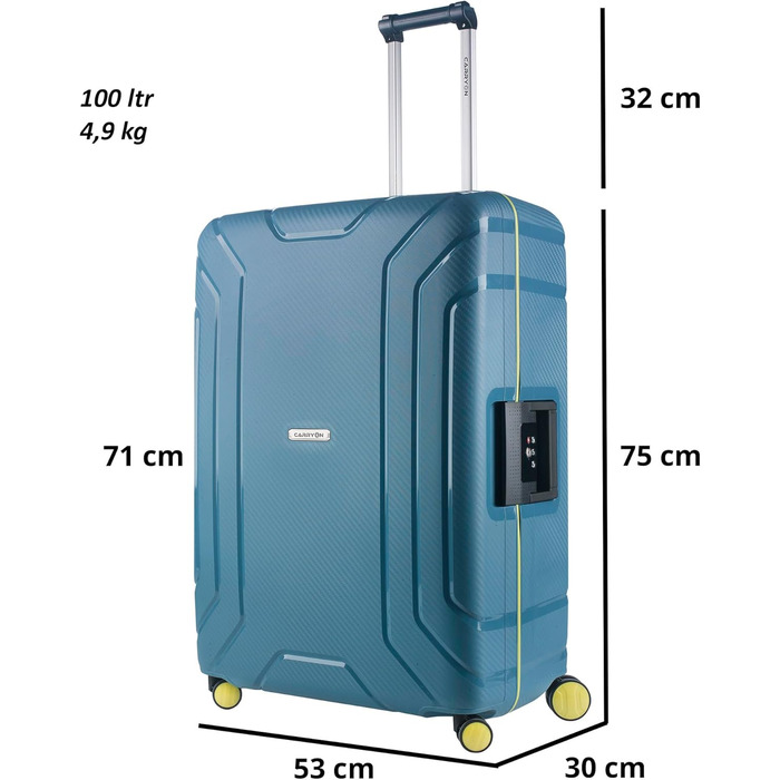 Чемодан CarryOn Steward Hartschalen Mittelgroßer 65см з TSA замком, середній, синій (XL)