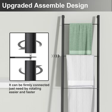 Підставка для рушників настінна металева біла – тримач для рушників, ковдр, простирадл (4 яруси, білий/чорний)