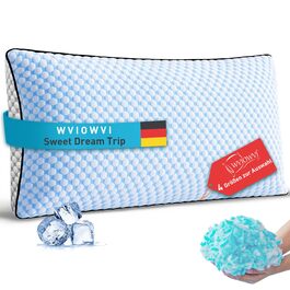Подушка з піни Memory Foam для сну: охолоджуюча, ергономічна для бокових, спинних та тих, хто спить на животі (40x80 см, блакитно-сіра)