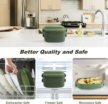 Ланчбокс Brotdose 2-ярусний, 1550 мл, з ложкою та виделкою, синій (авокадо), BPA Free, для дорослих