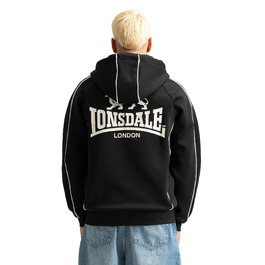 Чоловіча спортивна куртка Lonsdale ACHAVANICH з капюроном, стандартна посадка, чорна/біла, розмір 3XL