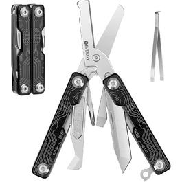 Інструмент BIBURY 10-в-1: мультитул з кліпсою, розрізачем ременя та биттям скла - чорний