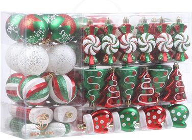 Набір ялинкових кулі Sea Team 77 шт., міцні, прикраси на ялинку, кулі-підвіски, з подарунковою упаковкою