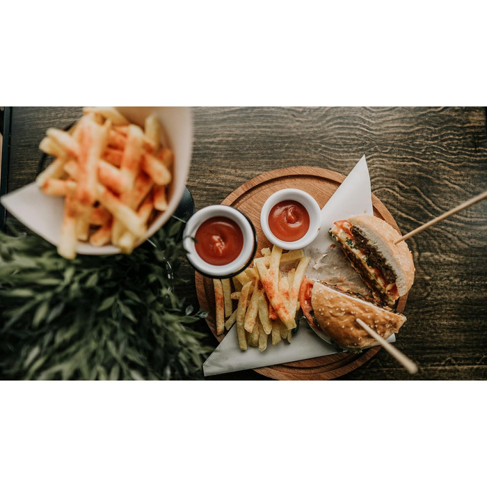 Набір для приготування бургерів DREIBERG® з нержавіючої сталі (7 предметів) для плоскій гриля, газового гриля, тепаньякі. Включає шпатель, папір для бургерів, кришку для плавлення, прес, дозатор спецій та книгу рецептів