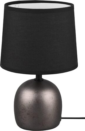 Стійлова лампа Reality Leuchten Malu R50802667 з керамічним цоколем чорного кольору та чорним тканинним абажуром, 1xE14