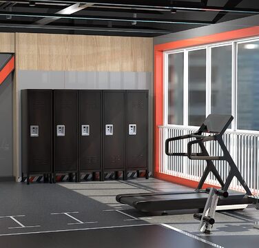 Metal locker with lockable doors, industrial steel cabinet for school, home, office, garage, H140*W38*D46 cm