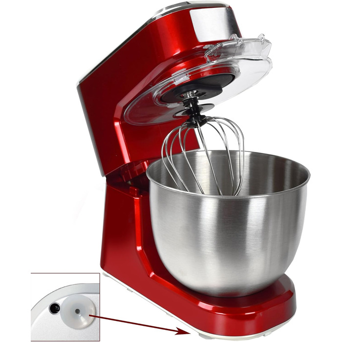 Syntrox Germany KM-1000W Kitchen Machine, Dough Mixer, Mixer, Stainless Steel Bowl, 5 Liter, red