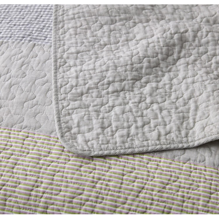 Комплект ковдр Chezmoi Collection Quinn: 3 шт., Патчворк, Квіт Hibiscus, Смугастий, Бавовна, Легкий, Змінний, Розмір Queen