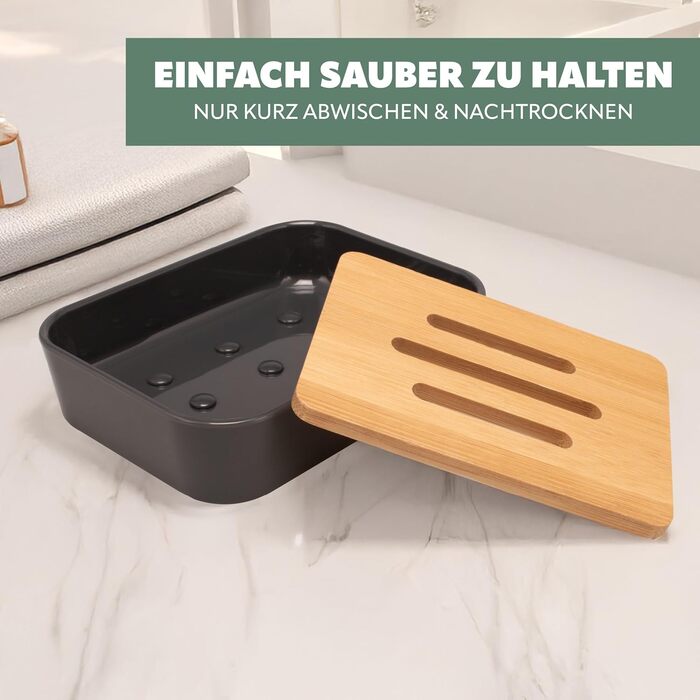 Тримач для мила Bremermann Calvi з бамбука та пластику (сірий)