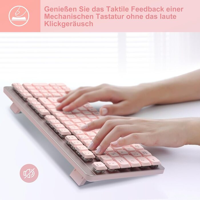 Leadsail FA98 Бездротова Механічна Клавіатура та Миша, 98 Клавіш, QWERTY, Рожевий Колір, 1600 DPI для PC, MacOS, Windows