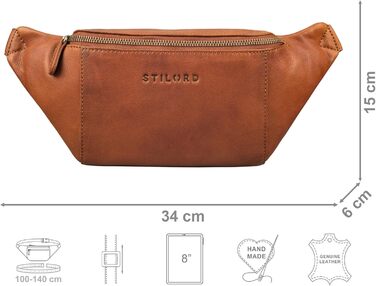 STILORD 'Pino' Елегантна поясна/грудна сумка з натуральної шкіри для жінок та чоловіків. Компактна, вінтажна, в стилі 'Pino', колір: кара-коньяк