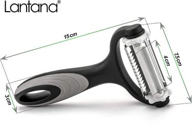 Лантана 3-в-1: Ш Peel/Мікро-зубчастий овоче- та фруктовий очищувач/Шинкувач Julienne. Багатофункціональний очищувач для швидкого очищення картоплі, моркви та будь-яких овочів та фруктів.