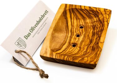 Сейф для мила з отворами з оливкового дерева з піддоном для води, 13 см