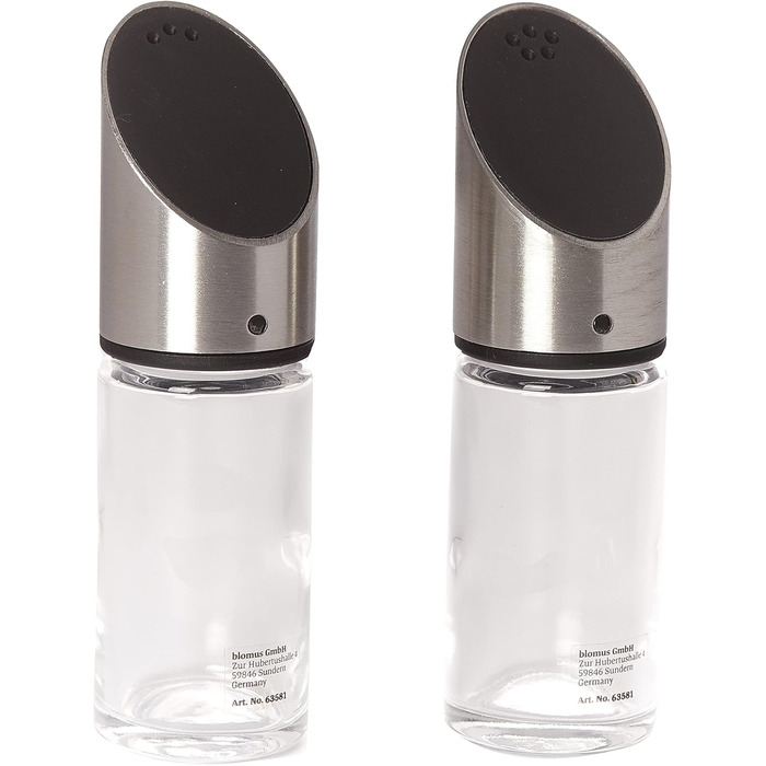 Набір для солі та перцю Blomus LIVO з скла та нержавіючої сталі, 2 шт., точне дозування, преміум-якість (11,5 x 3,5 см)