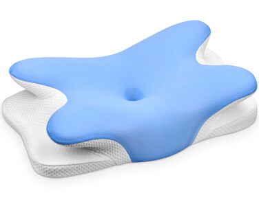 Подушка для шиї Ehomfory з Memory Foam, ергономічна для сну на боці, спині та животі, 67x37x9/12 см (Синя)