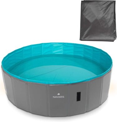 Navaris Dog Pool Splash Pool Foldable - Dog Pool made of Plastic - Agility Dog Toy - Dog Swimming Pool - Grey Petrol - Various Sizes