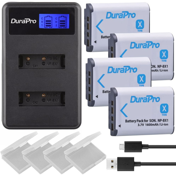 Durapro NP-BX1 акумулятор + зарядний пристрій Dual USB LCD для Sony RX100, RX100 II, WX500, HX300, HX400V та інших моделей Sony