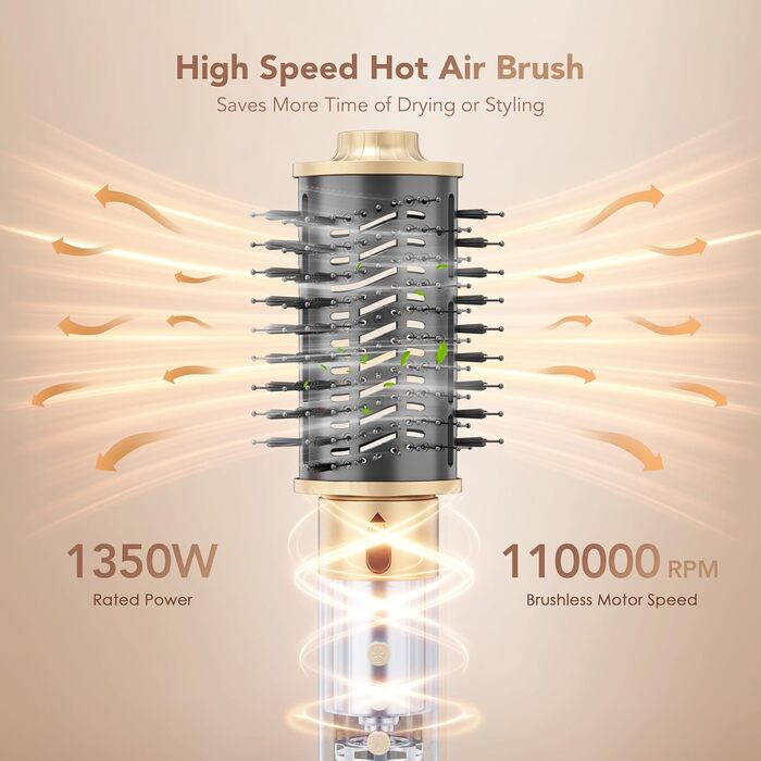 Мультистайлер для волосся 6-в-1: фен, плойка, круглі щітки, брашинг, термощітка, 1350W