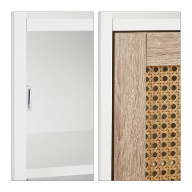 Шафка для ванної кімнати Relaxdays з ротанговими дверцятами