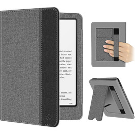 Чохол Fintie для Kindle Paperwhite 12-го покоління (2024/2025), Kindle Colorsoft/Signature Edition, з підставкою, петлею та авто-вимиканням, чорний (сірий/чорний)