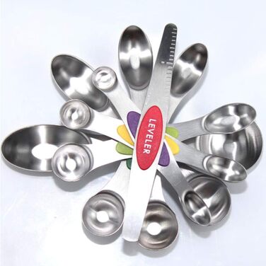 Набір мірних ложок Meiyijia з нержавіючої сталі (8 шт.) - для сухих та рідких інгредієнтів, з магнітною основою