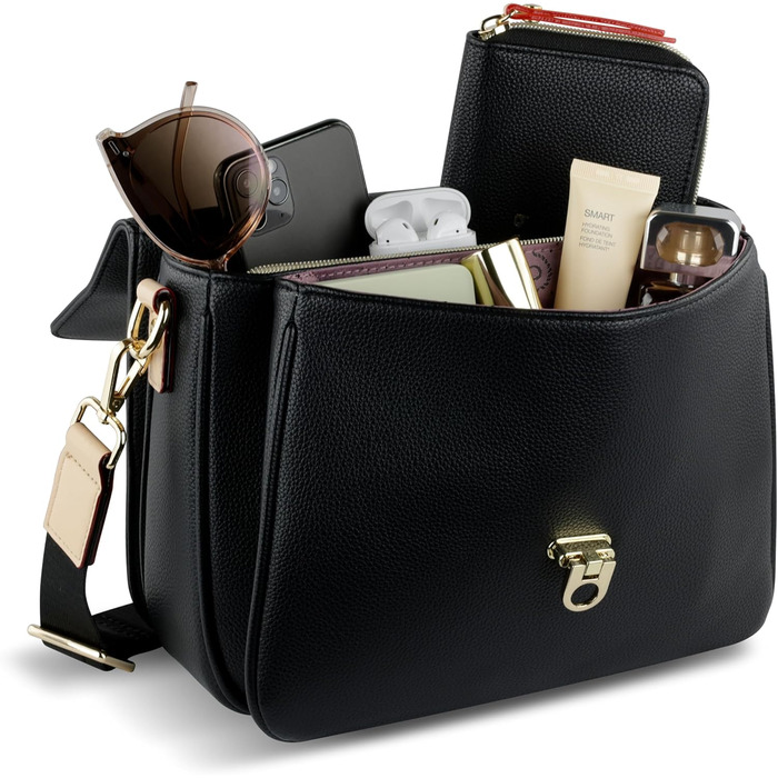 Сумка Bugatti Ella Classic чорна для жінок з екошкіри через плече та з ручками