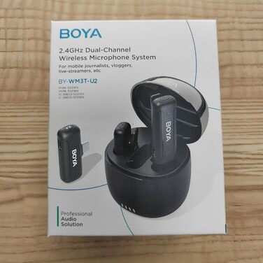 BOYA BY-WM3T-U2: Бездротовий петличний мікрофон з USB-C для Android/iPhone - 100м, 32год, шумозаглушення