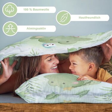 Дитяча постільна білизна CLEAVEN для ліжечка | 100% бавовна, м'яка та дихаюча | Постільна білизна для дітей, для спокійного сну | Двостороння постільна білизна для немовлят (Крокдил 016, 100x135 см)