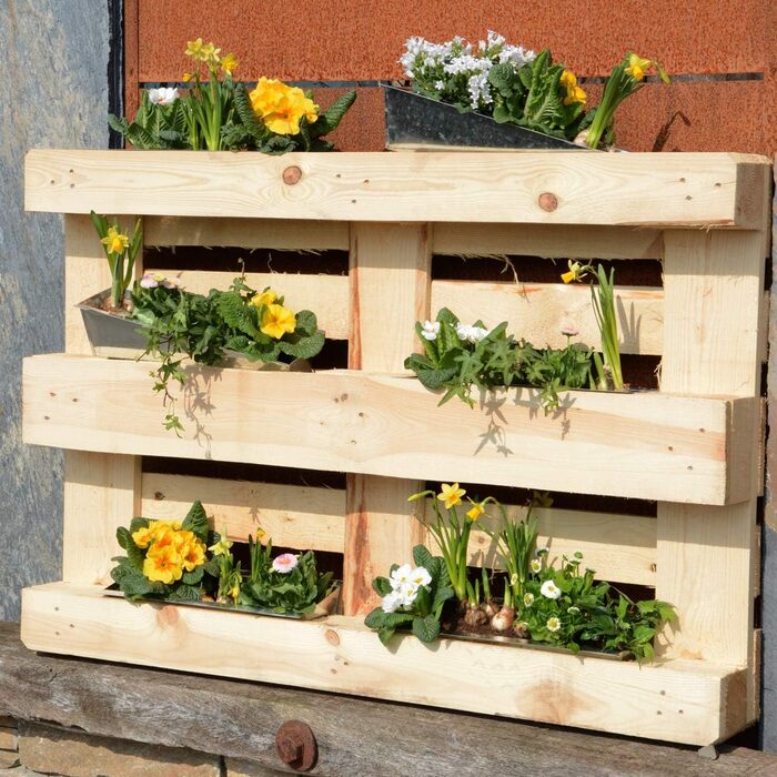 UNUS Garden Flower Box Set Balcony Boxes Suitable for Euro Pallets for Flowers, Herbs, and Fruits - 12 Pieces, 38cm