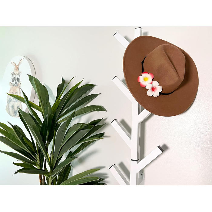 Premium Racks Coat Rack and Hat Shelf – modern design – wall-mounted – stylish – (White/Opulent Garden)