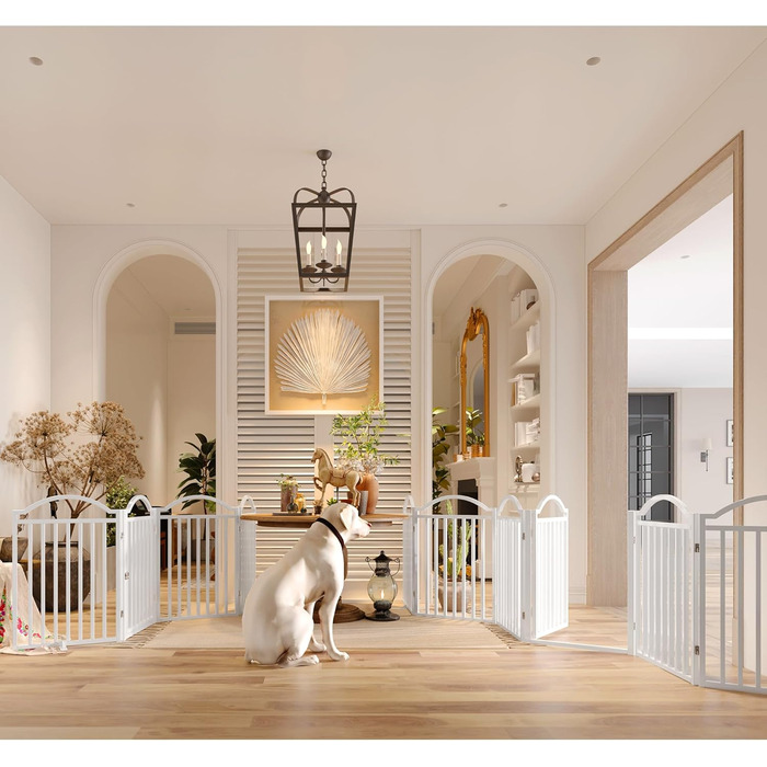 Металеве вольєр для собак BHG, без монтажу, з дверцятами, 243.8 x 81.3 см, аккордеон, 8 панелей, білий