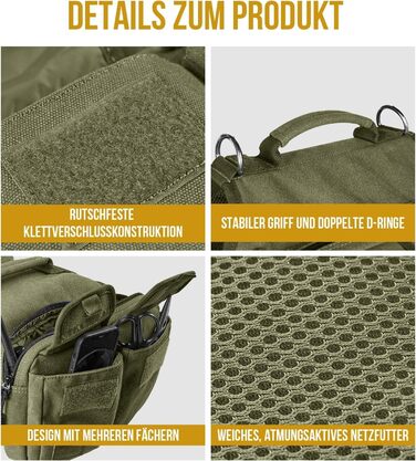 Шлейка для собак OneTigris з рюкзаком Hoppy Camper 3.0, зелена, для середніх/великих собак, рюкзак для собак з 2 основними та 4 додатковими кишенями