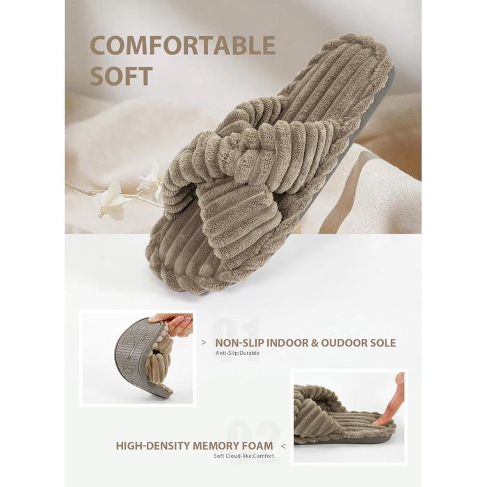 Жіночі домашні тапочки Star Vibe: м'які, теплі, коричневі, 42/43 EU