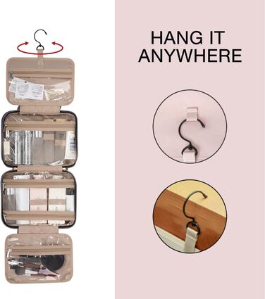 Сумка для косметики BAGSMART, дорожня косметичка з прозорою кишенею, блакитна (L)