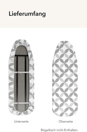 Набір для прасувальної дошки 120x40 см, бавовна, XXL-подушка, стабільний гумовий резинок, універсальний, сірий