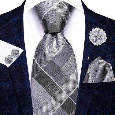 Чоловіча краватка Hi-Tie: чорний, рожевий, синій, зелений візерунок павліконі, клітинка, смужка, крапки. Комплект з кишеньковим хустиною та краватковою застібкою для весілля, офіційних заходів та бізнесу