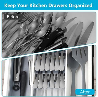 Органайзер для столових приборів розширюваний, 9 відділень, 14-22.5 см, для кухонних шухляд - компактний та зручний