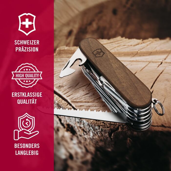 Нож Victorinox Swiss Champ Wood (29 функцій) з деревом, з пилкою та ножицями