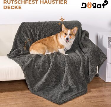 Водонепроникний коврик для собак, миючий, 120 x 100 см, двосторонній, для собак та котів середніх та великих порід, захист дивану та ліжка, м'який Sherpa Fleece та фланель, сірий L (120 x 100 см)