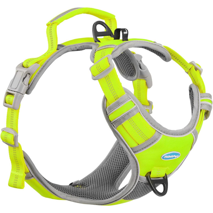 ThinkPet Шлейка для собак від тяги з ручкою - регульована, не тягне, світловідбиваюча, дихаюча, з підкладкою (S, зелений), 1 шт.