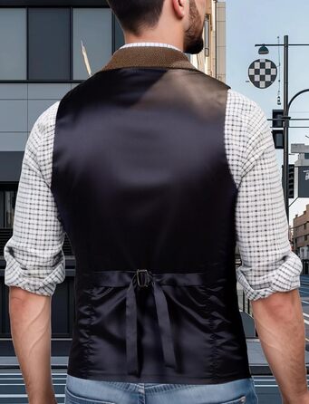 Чоловічий жилет в стилі ретро твід для костюма Slim Fit коричневий AIEEOE XL