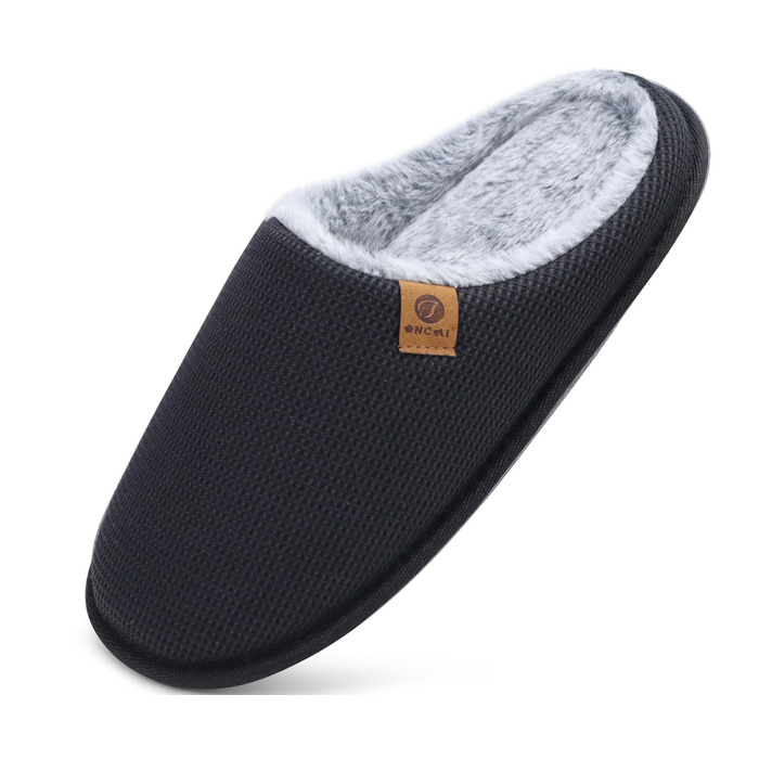 Чоловічі халати для дому ONCAI з піною Memory Foam, плюшевою підкладкою та гумовою підошвою, чорні, розмір EU 40-49