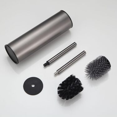 Підлогова щітка для унітазу Dazi металева сіра з 2 щітками для глибокого очищення та захистом від бризок та засмічення