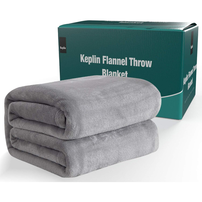 Плед KEPLIN Luxuriöse Flanelldecke: великий м'який плед з мікрофібри, 150 x Queen, сріблясто-сірий