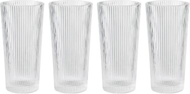 Stelton Pilastro Longdrink Glasses - Ribbed Water Glasses Set - Dishwasher Safe, Stackable, for Hot & Cold Drinks - 300ml - Set of 4