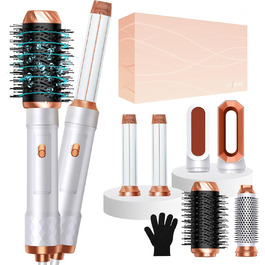 Мультистайлер для волосся 6 в 1: фен, плойка, щітка, дифузор, 1000W (білий/сірий)