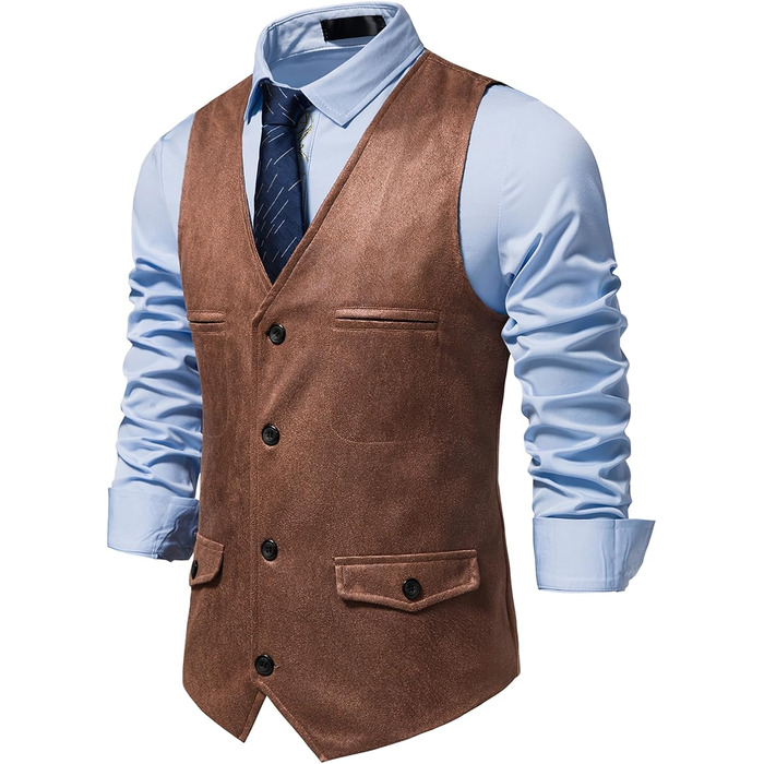Чоловіча жилетка, формальна, без рукавів, V-подібний виріз, замша, бізнес-жилетка (L, хакі)